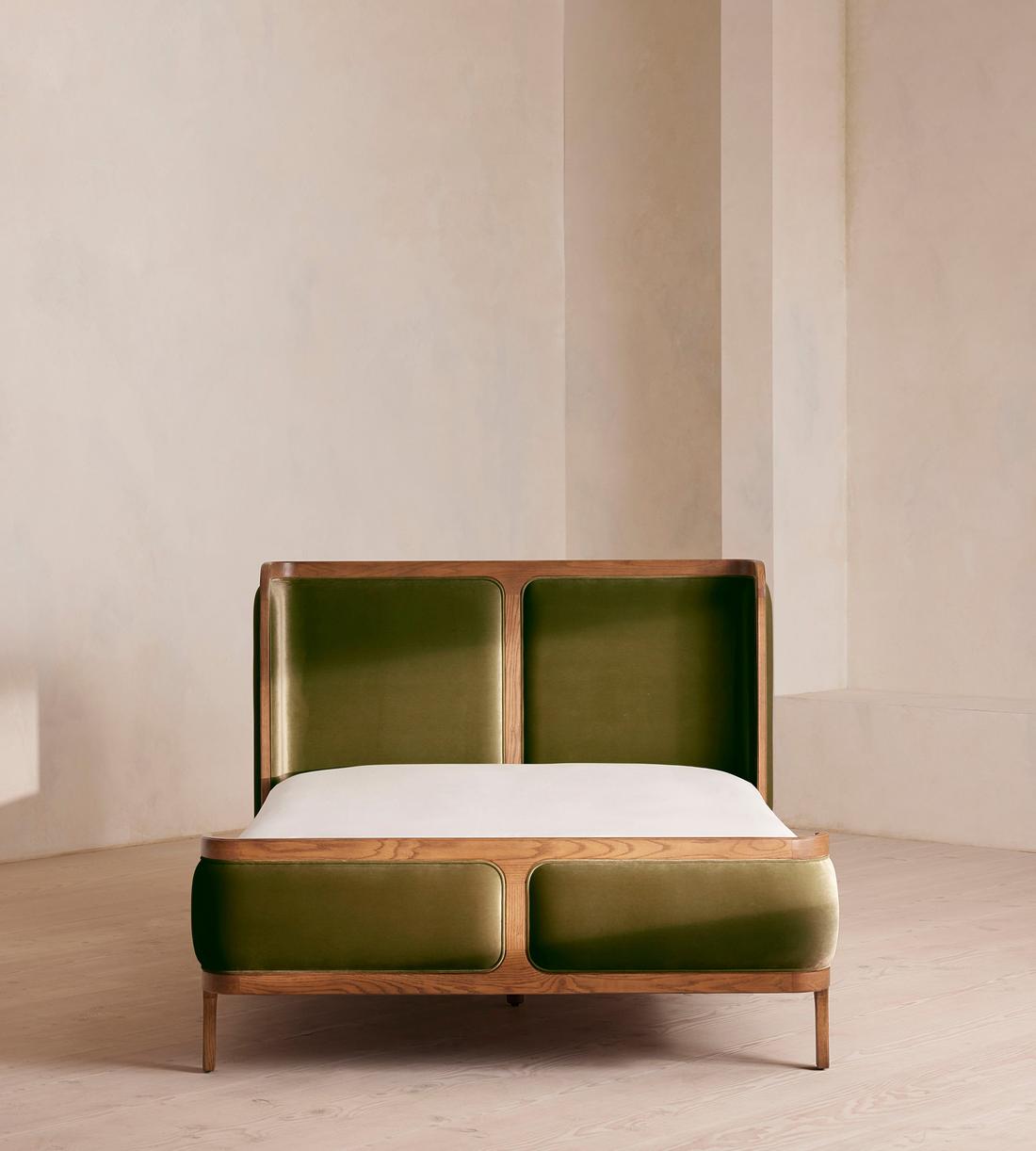 Belsa Bed - Light Oak - Queen - Velvet - Olive - US - Listing - Image 2