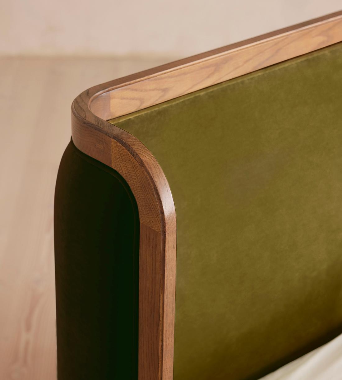 Belsa Bed - Light Oak - King - Velvet - Olive - US - Images - Image 3