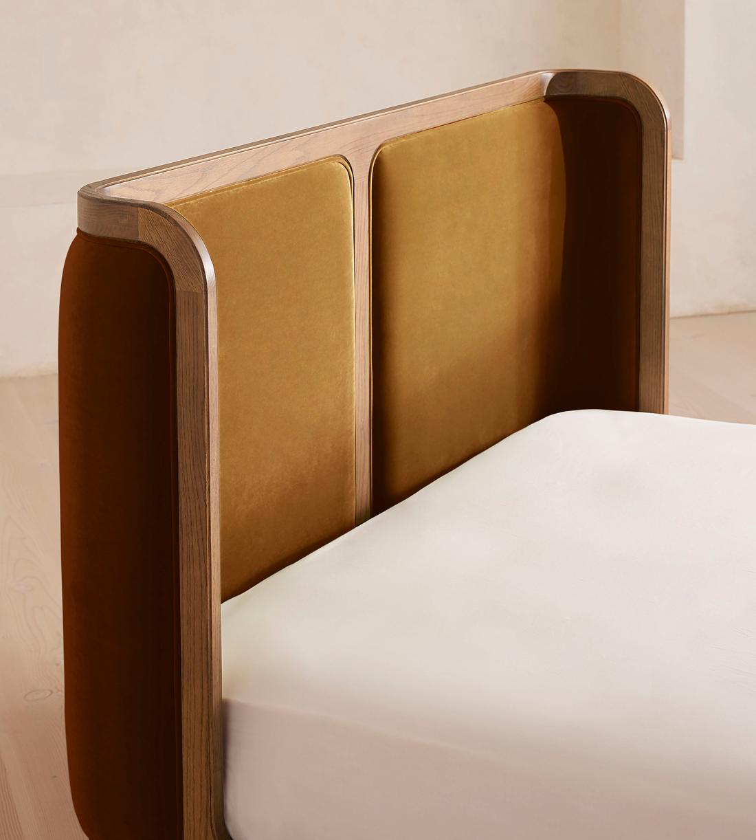 Belsa Bed - Light Oak - King - Velvet - Mustard - Images - Image 4