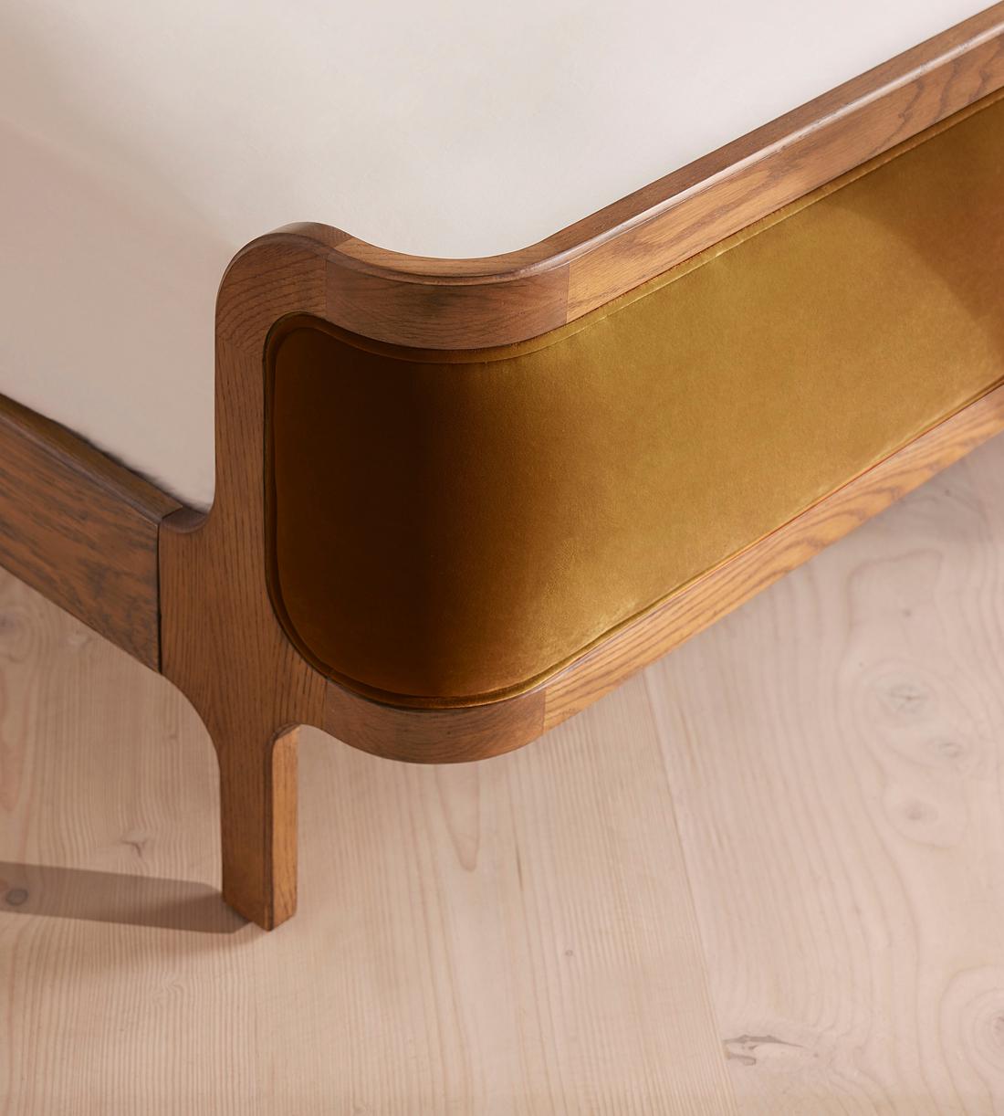 Belsa Bed - Light Oak - King - Velvet - Mustard - Images - Image 5