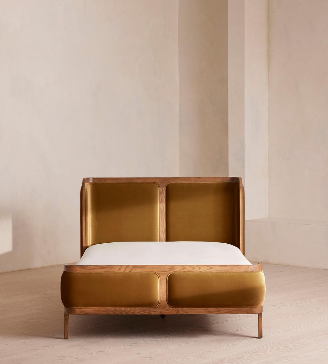 Belsa Bed - Light Oak - King - Velvet - Mustard - US - Listing - Image 2