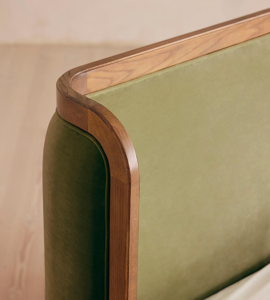 Belsa Bed - Light Oak - King - Velvet - Lichen - Images - Image 3