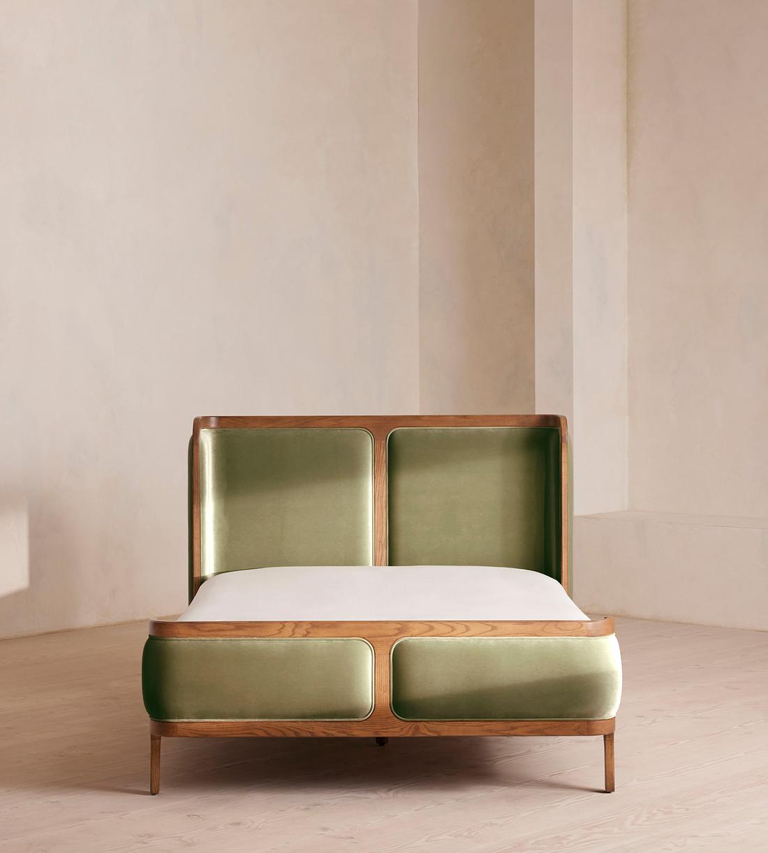 Belsa Bed - Light Oak - King - Velvet - Lichen - US - Listing - Image 2