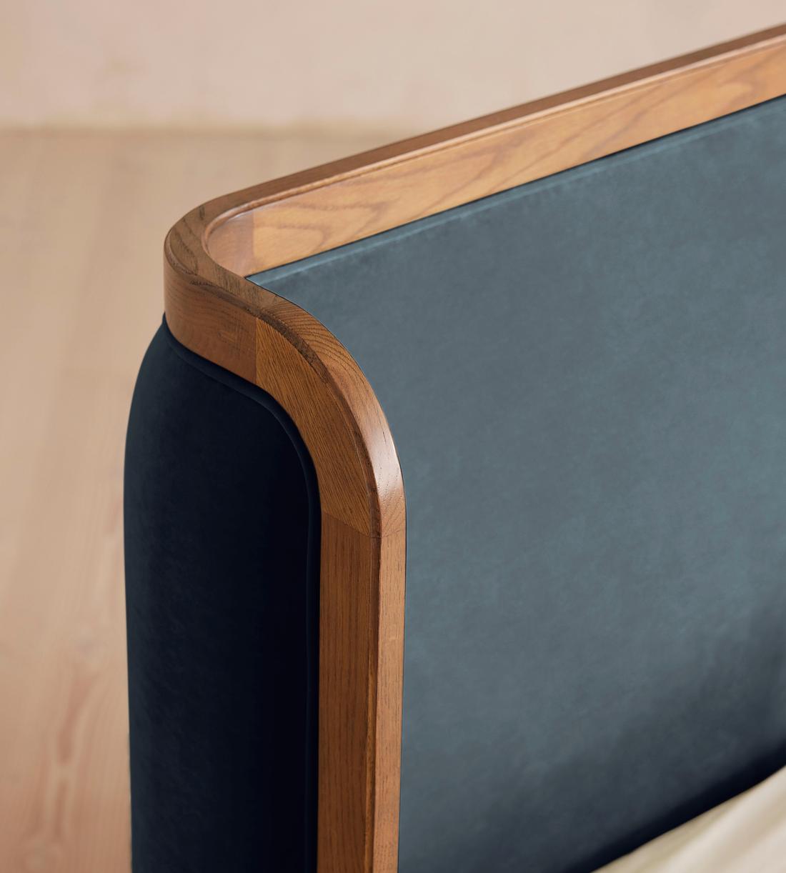 Belsa Bed - Light Oak - Queen - Velvet - Grey Blue - US - Images - Image 3
