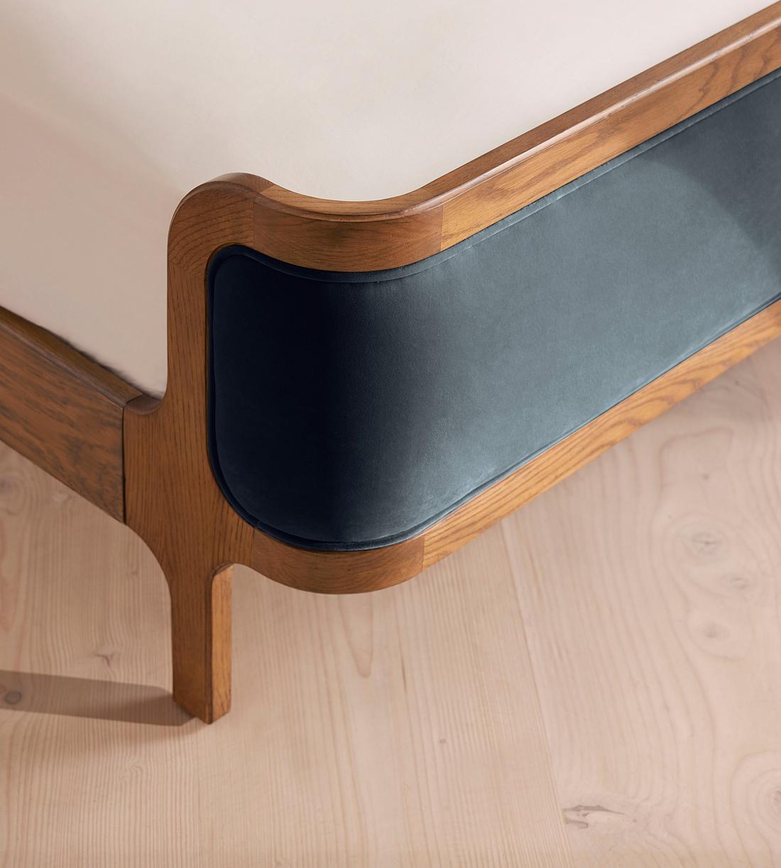 Belsa Bed - Light Oak - King - Velvet - Grey Blue - US - Images - Image 5