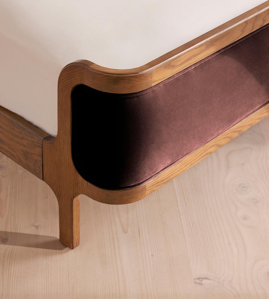 Belsa Bed - Light Wood - King - Velvet - Aubergine - UK - Images - Image 6