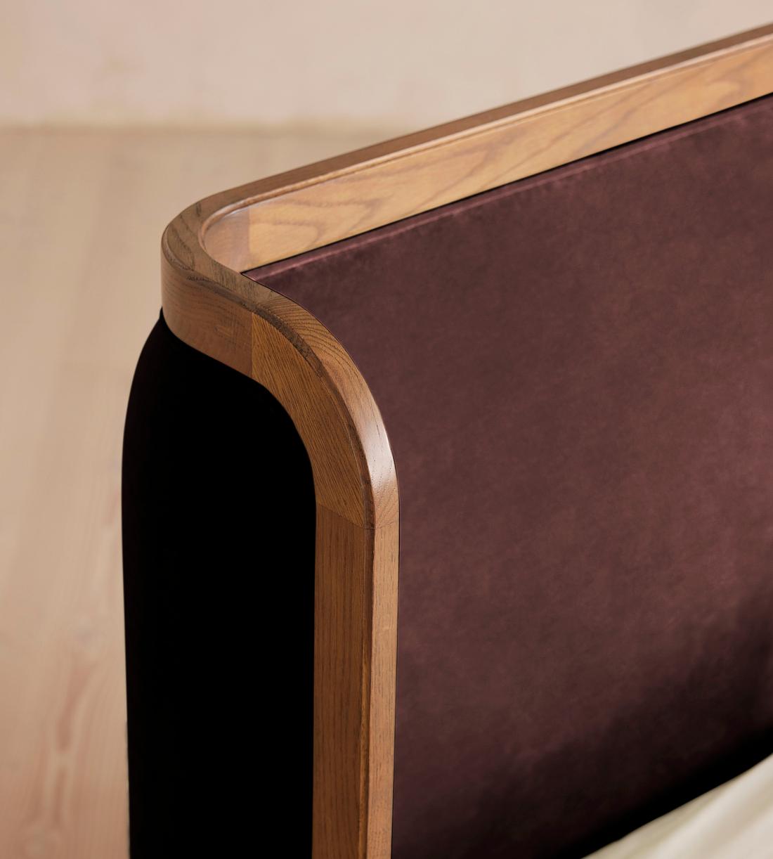 Belsa Bed - Light Wood - King - Velvet - Aubergine - US - Images - Image 4