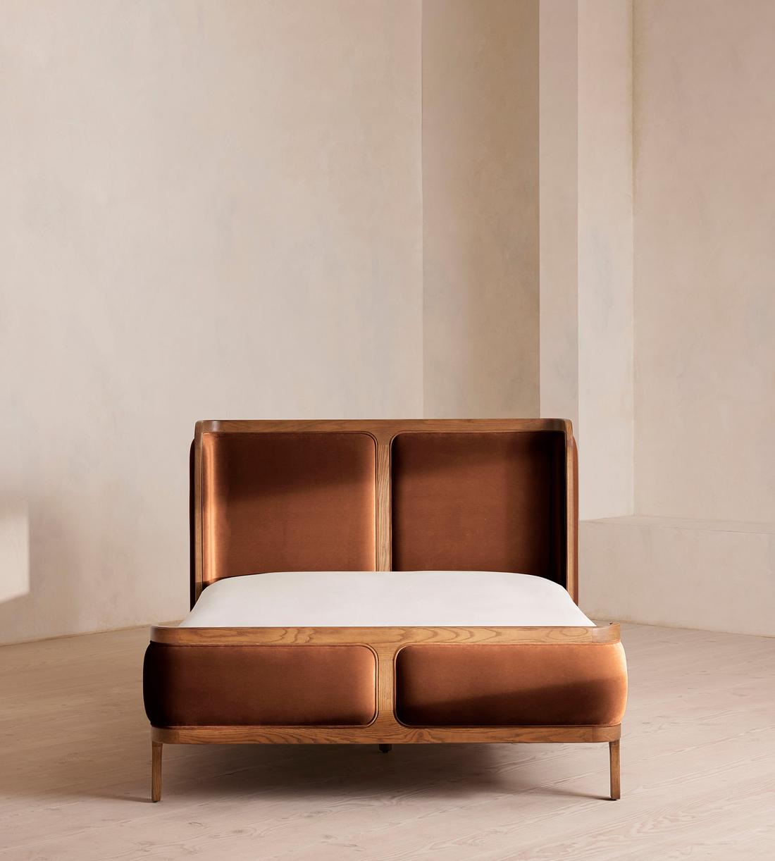 Belsa Bed - Light Wood - King - Velvet - Cinnamon - US - Listing - Image 2