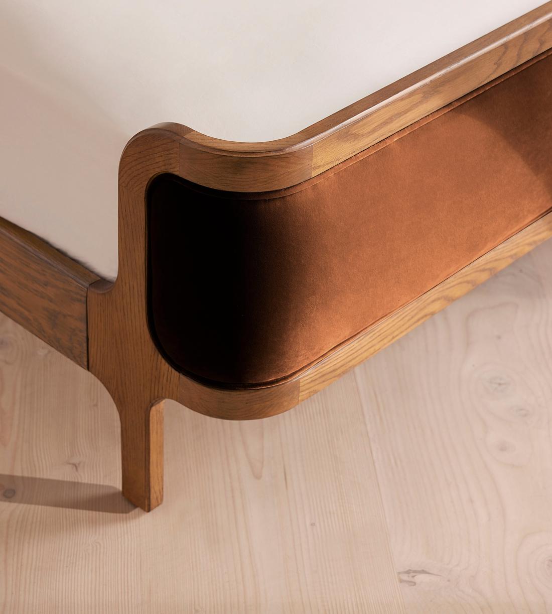 Belsa Bed - Light Wood - King - Velvet - Cinnamon - US - Images - Image 5