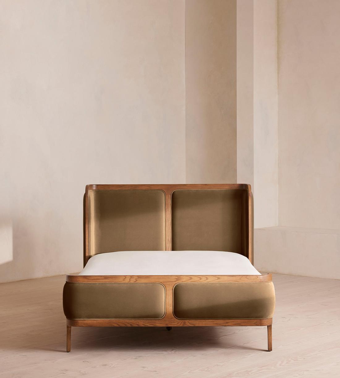 Belsa Bed - Light Wood - King - Velvet - Truffle - US - Listing - Image 2