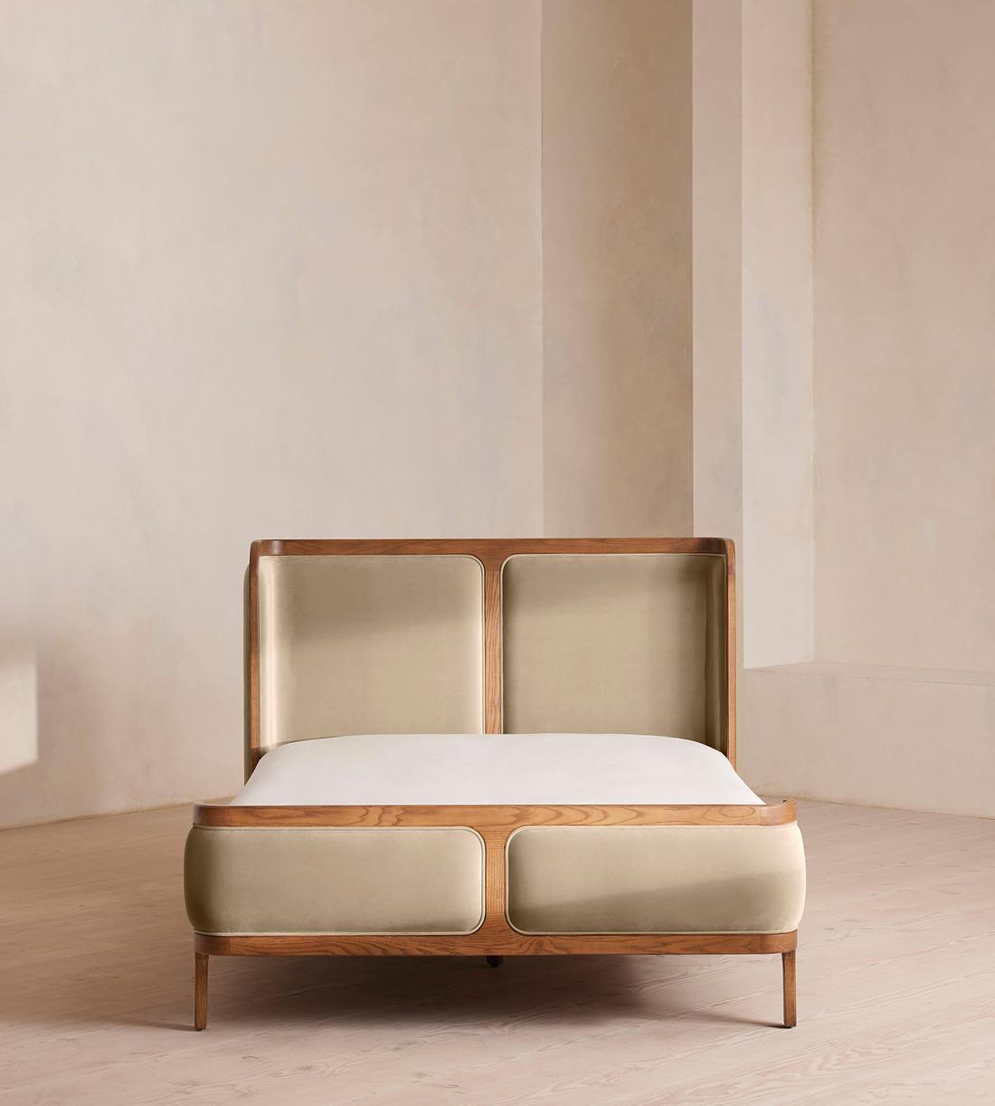 Belsa Bed - Light Wood - King - Velvet - Oyster - US - Listing - Image 2
