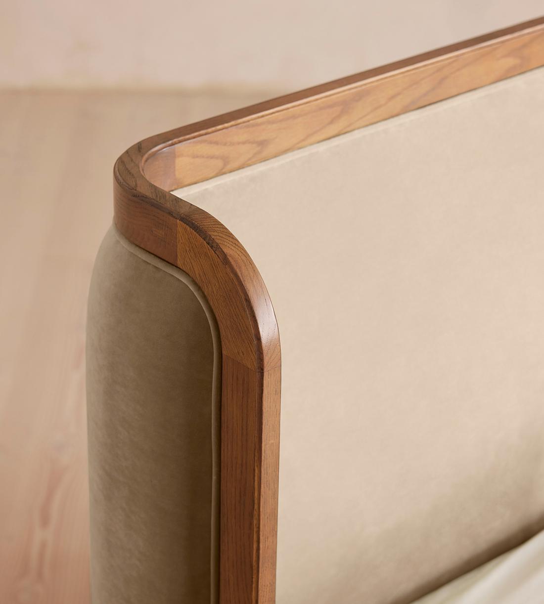 Belsa Bed - Light Wood - King - Velvet - Oyster - US - Images - Image 3
