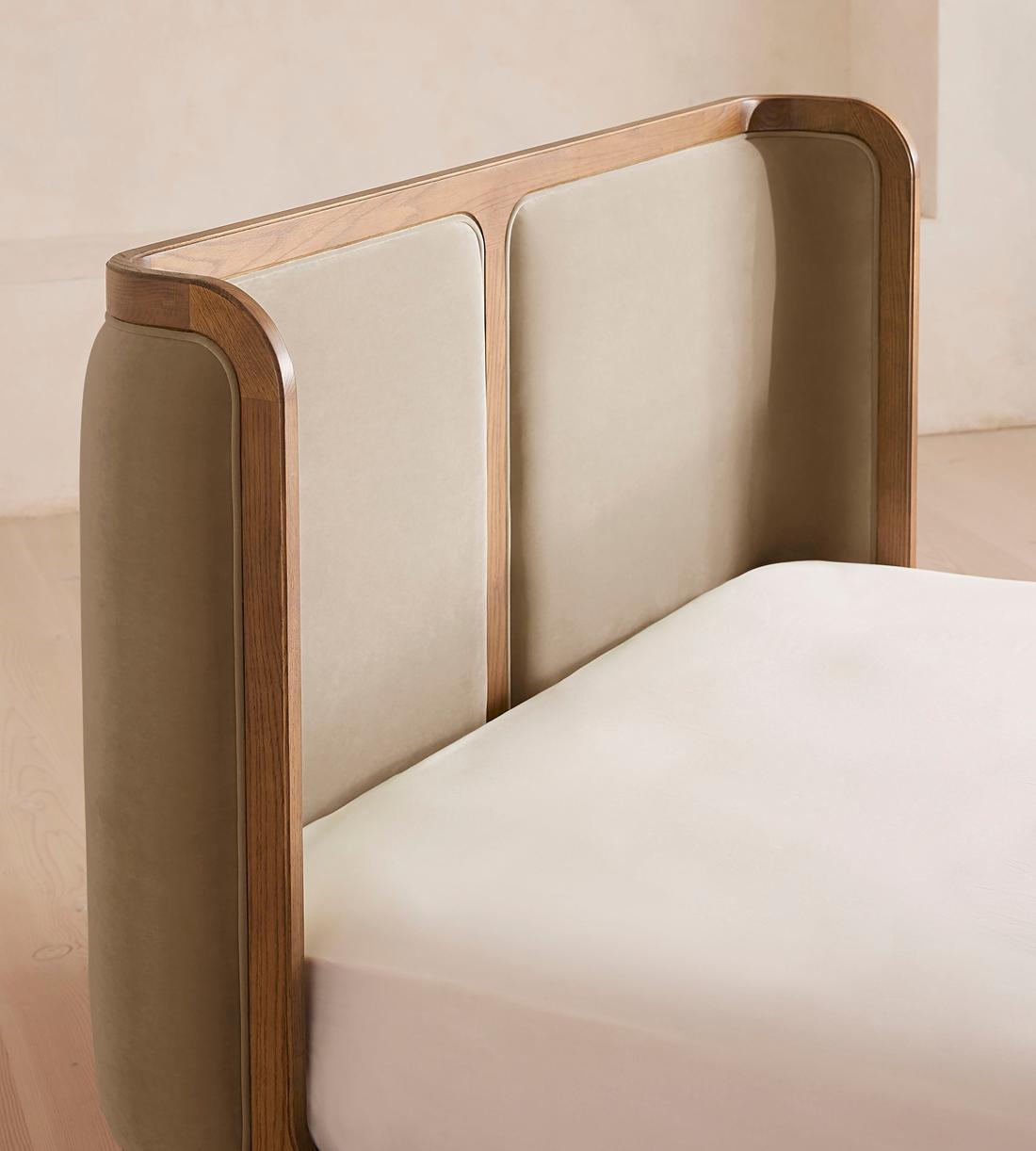 Belsa Bed - Light Wood - Queen - Velvet - Oyster - US - Images - Image 4