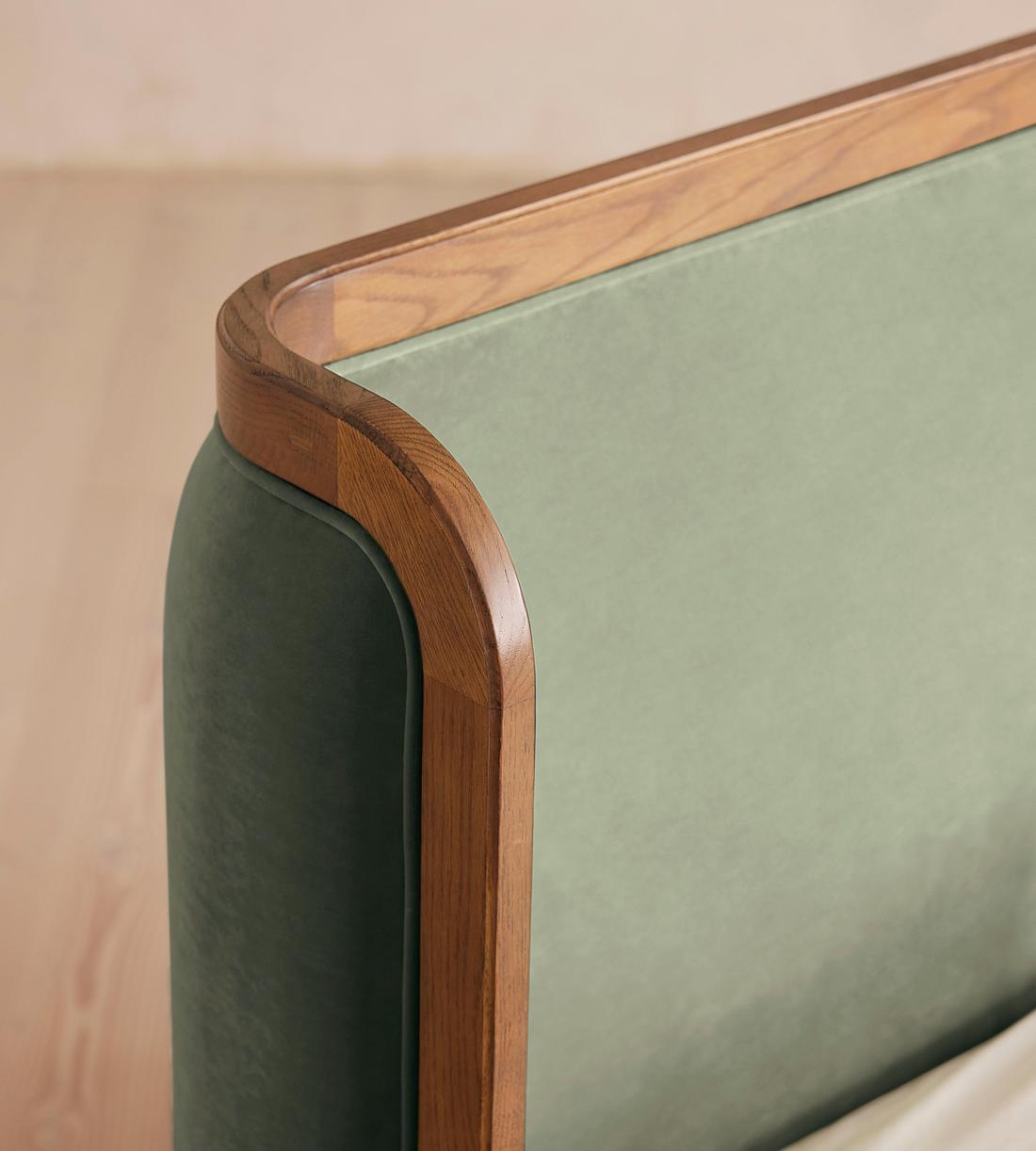 Belsa Bed - Light Wood - Queen - Velvet - Seafoam - US - Images - Image 3