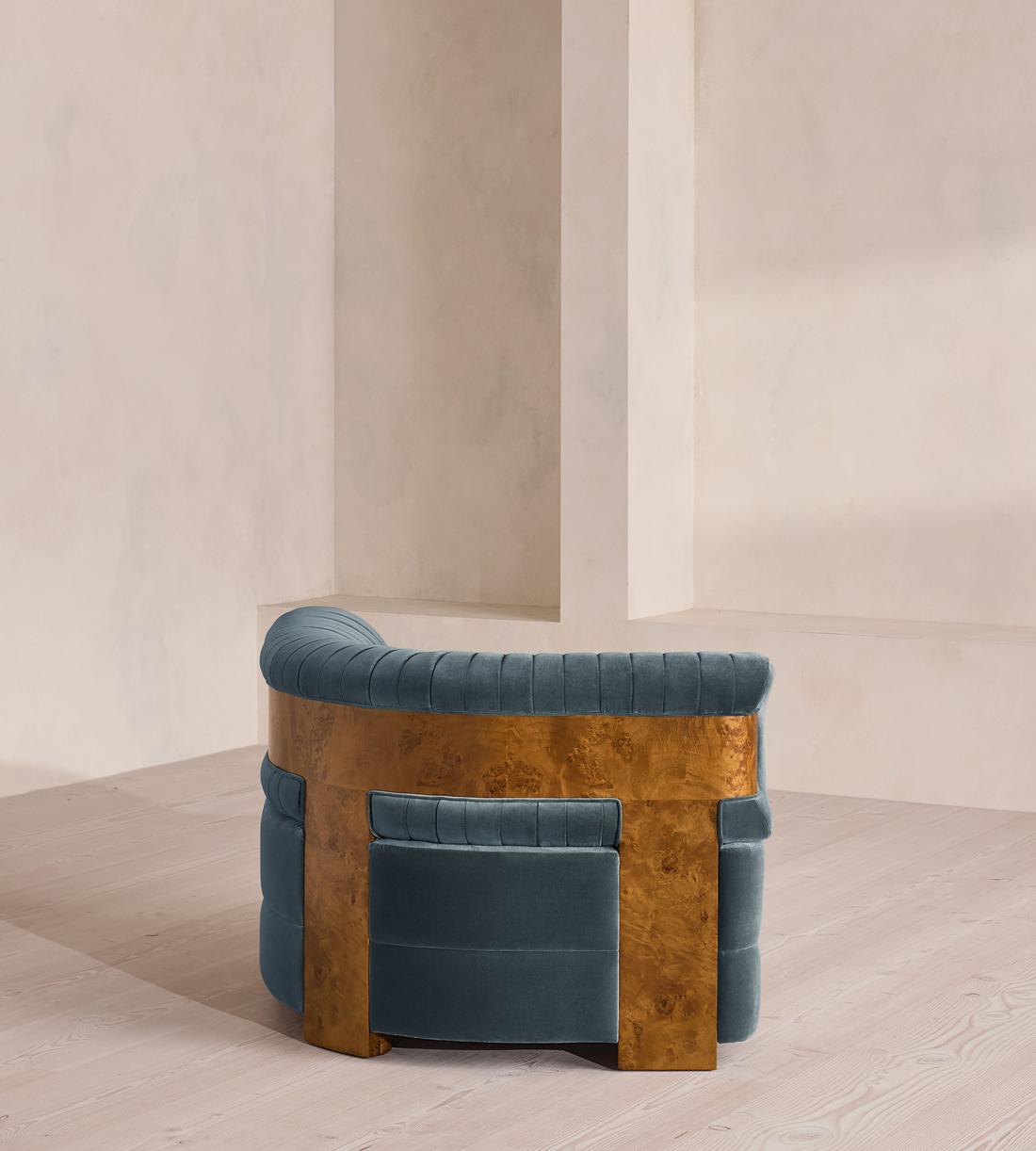 Caleb Sectional Sofa - Corner Module - Velvet - Grey Blue - Dark Burl - US - Image 8