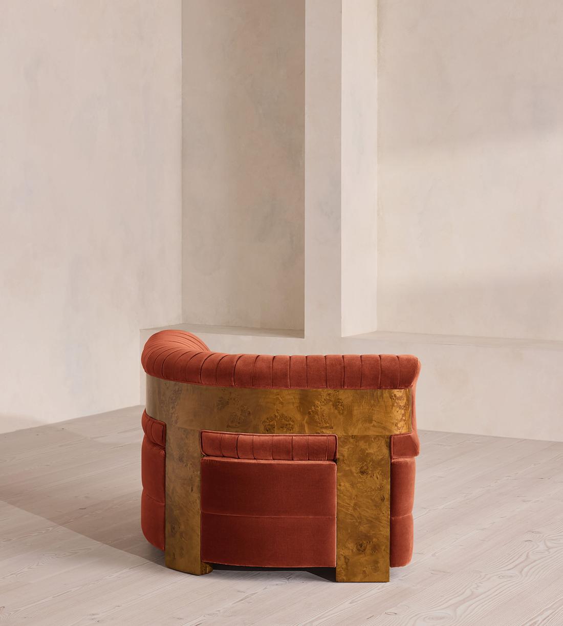 Caleb Modular Sofa - Left Arm Module - Velvet - Rust - Dark Burl - UK - Image 7