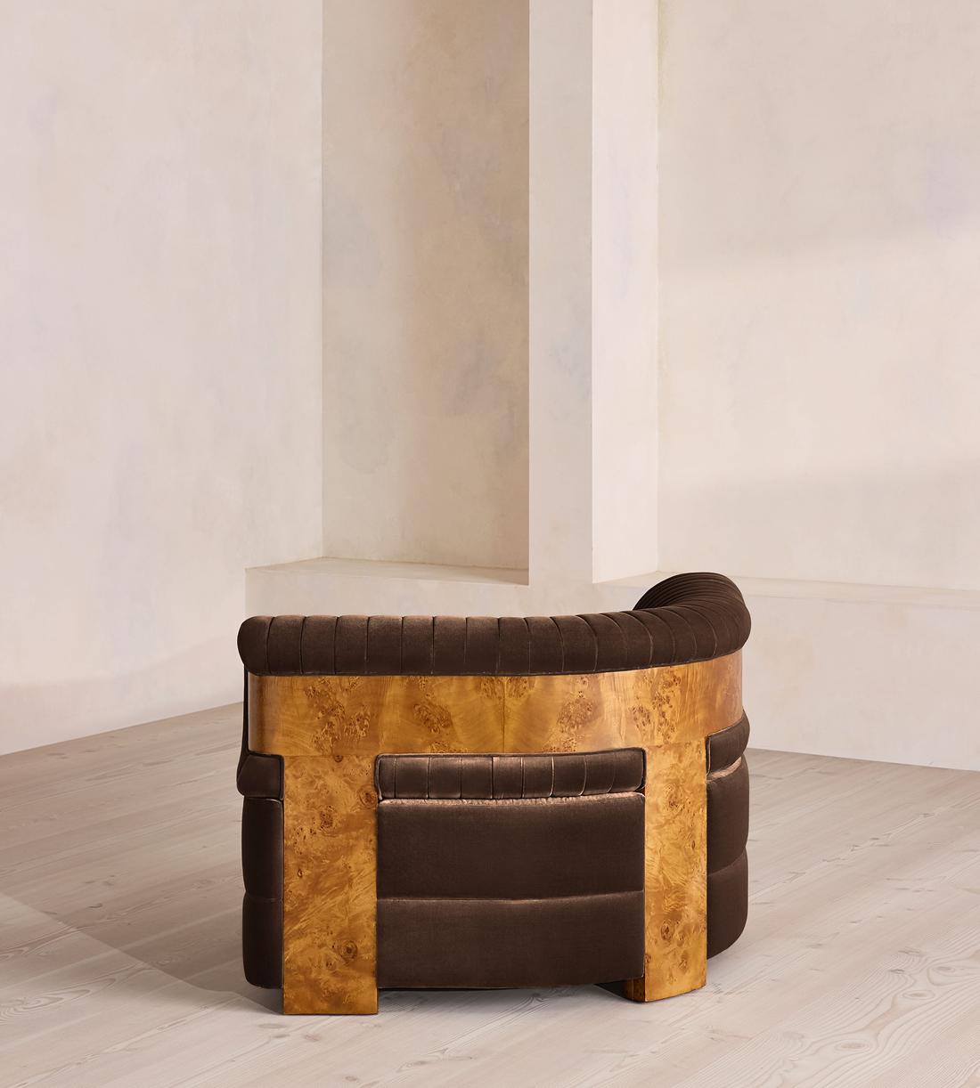 Caleb Sectional Sofa - Corner Module - Velvet - Chocolate - Dark Burl - US - Image 4