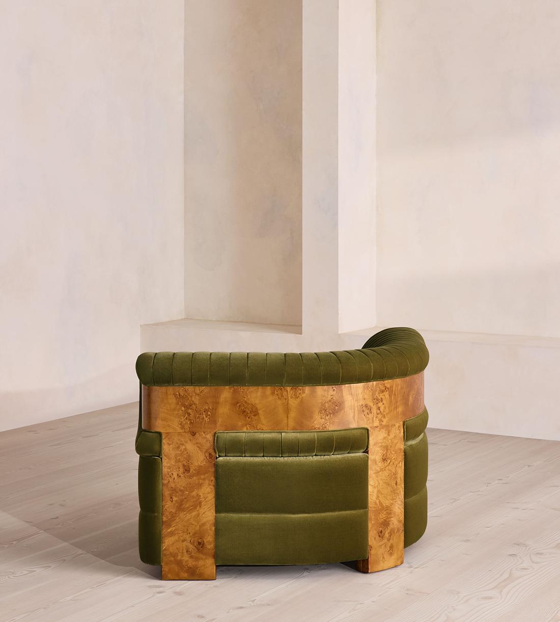 Caleb Modular Sofa - Corner Module - Velvet - Olive - Dark Burl - UK - Image 4