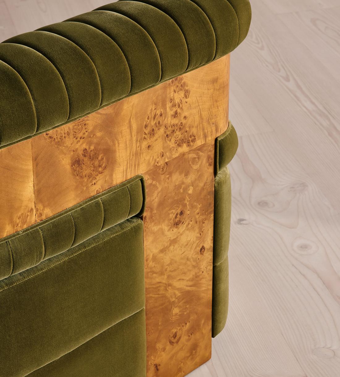 Caleb Sectional Sofa - Corner Module - Velvet - Olive - Dark Burl - US - Image 5