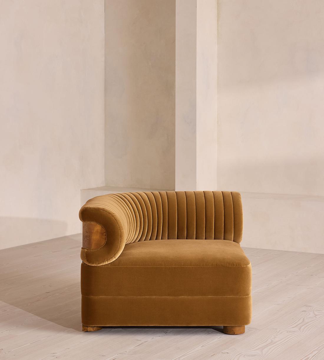 Caleb Modular Sofa - Corner Module - Velvet - Mustard - Dark Burl - UK - Image 1