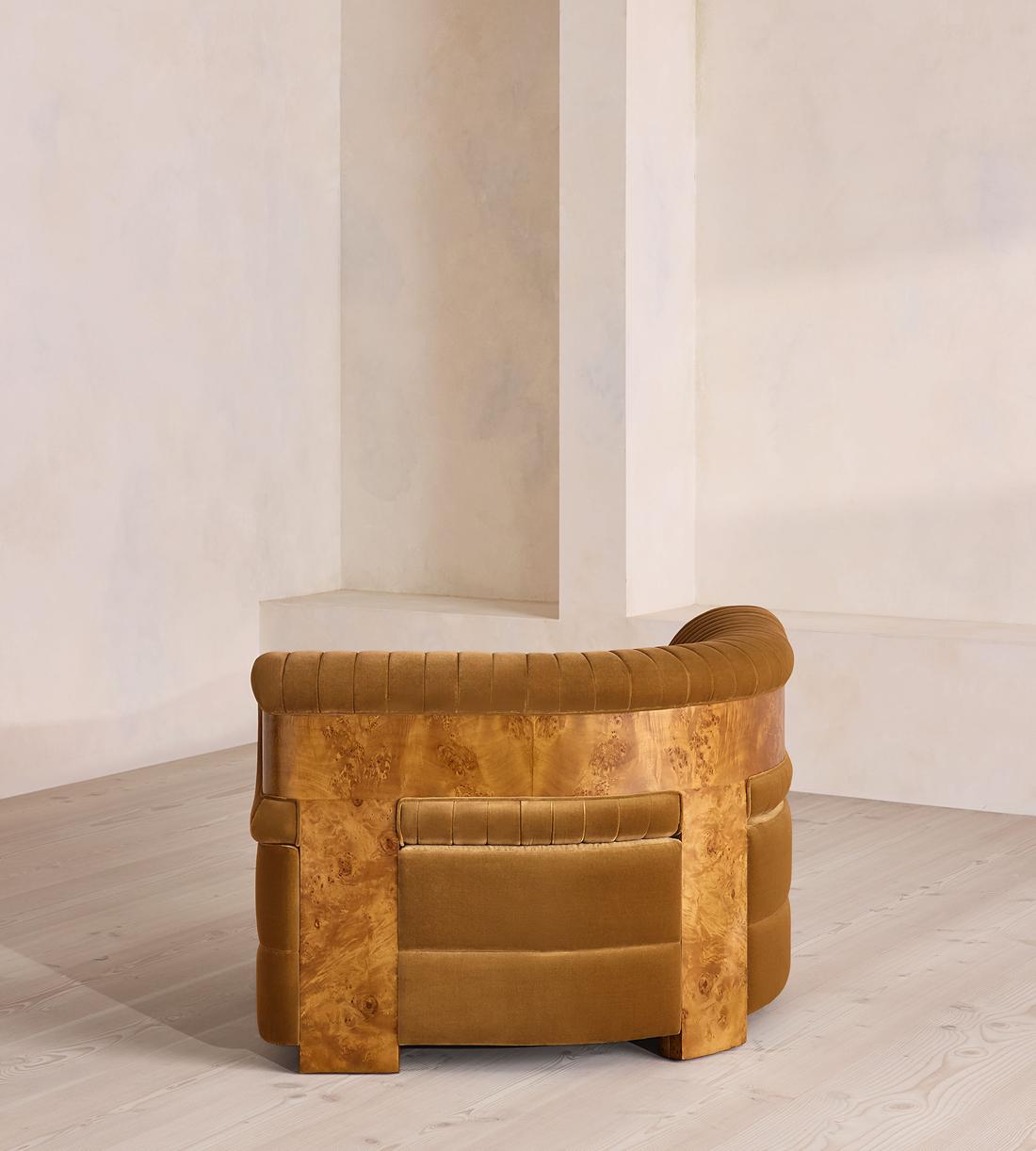 Caleb Sectional Sofa - Corner Module - Velvet - Mustard - Dark Burl - US - Image 4