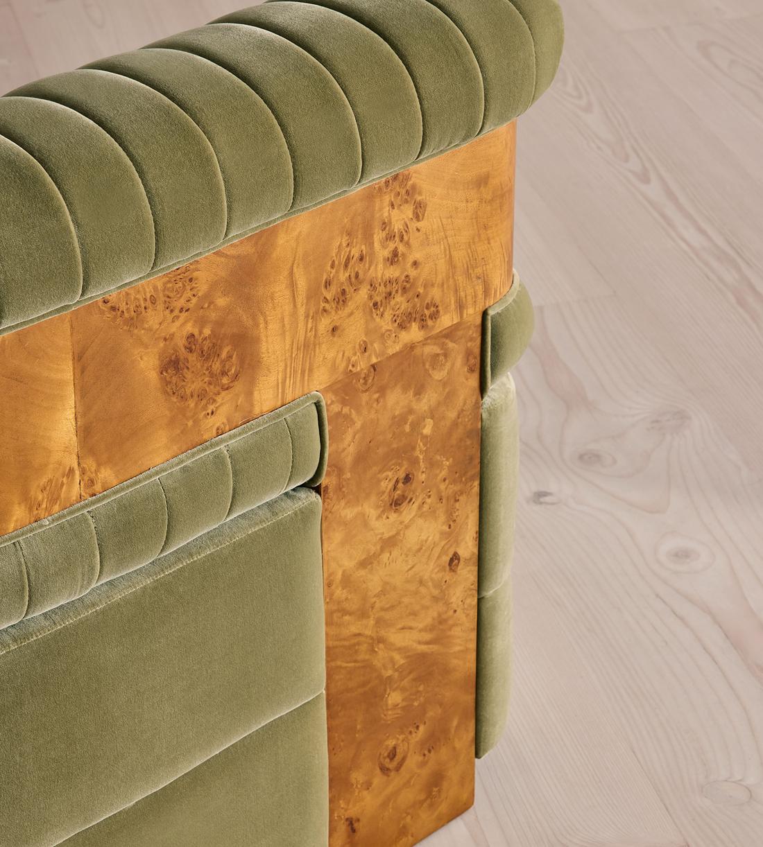 Caleb Modular Sofa - Corner Module - Velvet - Lichen - Dark Burl - UK - Image 5
