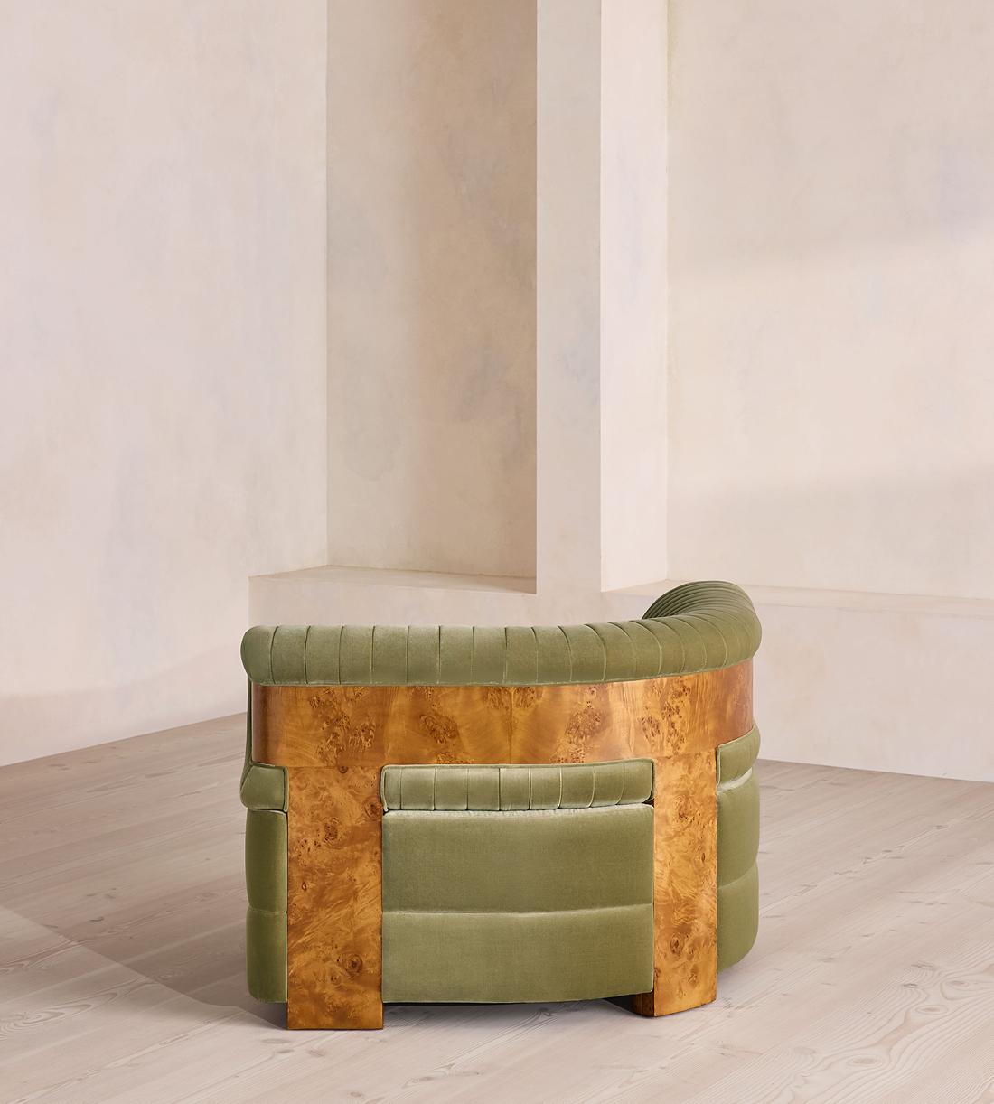 Caleb Sectional Sofa - Corner Module - Velvet - Lichen - Dark Burl - US - Image 4