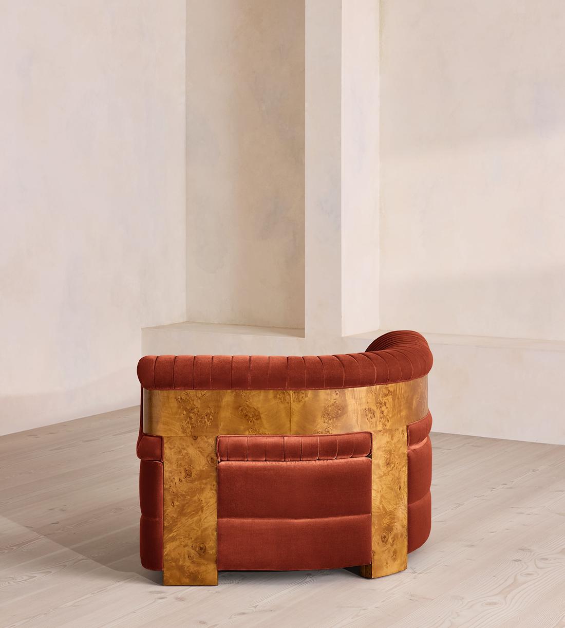 Caleb Sectional Sofa - Left Arm Module - Velvet - Rust - Dark Burl - US - Image 4