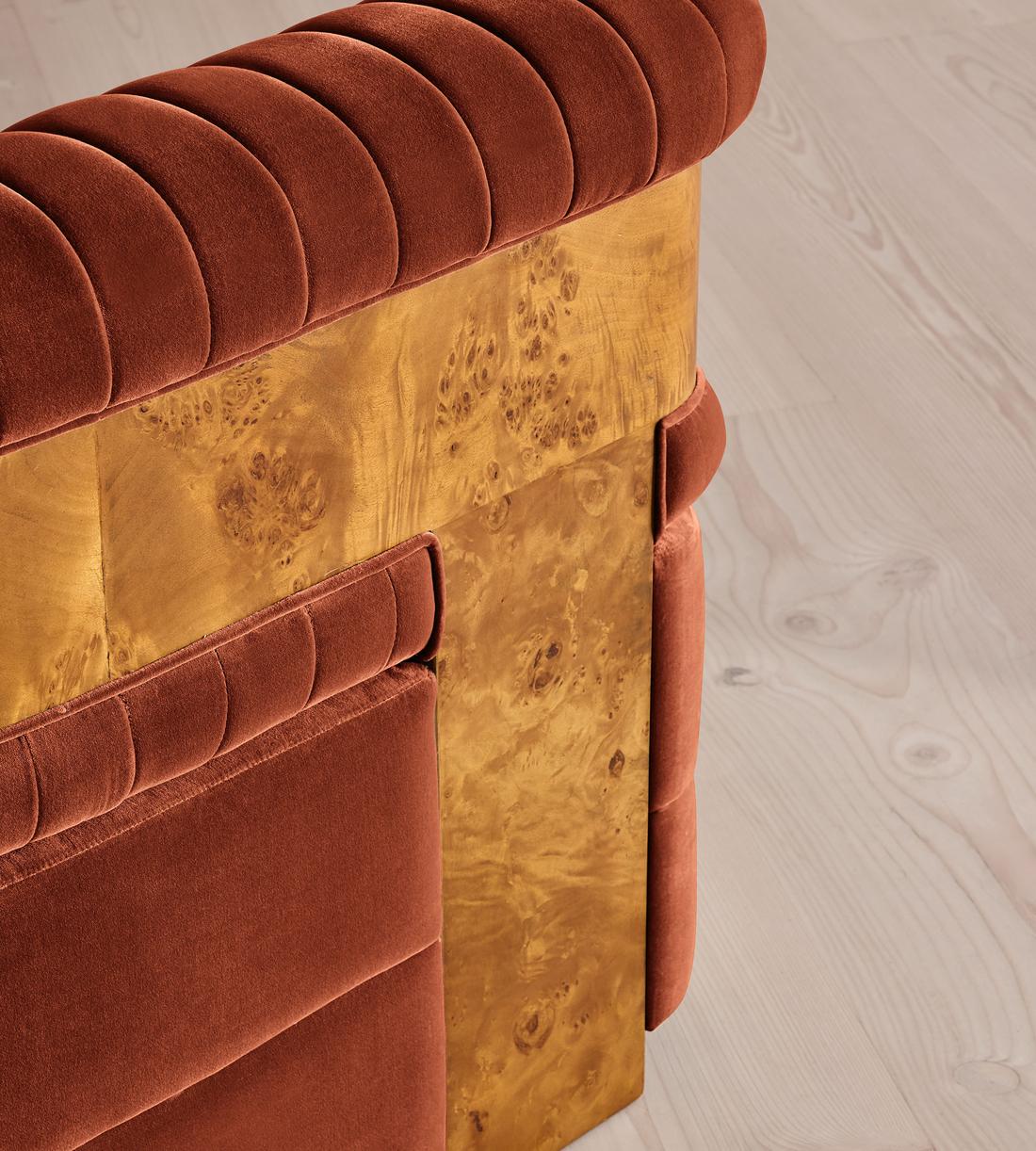 Caleb Sectional Sofa - Corner Module - Velvet - Rust - Dark Burl - US - Image 5