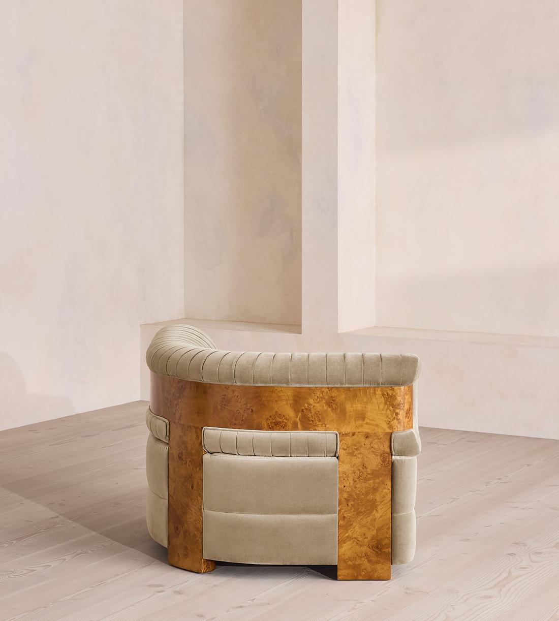 Caleb Sectional Sofa - Corner Module - Velvet - Oyster - Dark Burl - US - Image 3