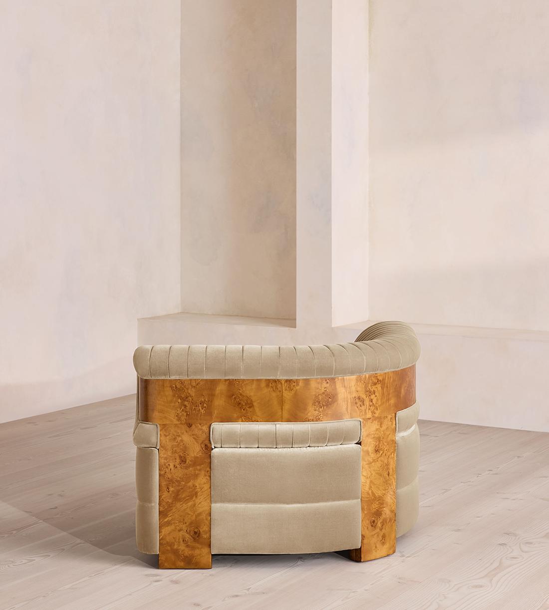 Caleb Sectional Sofa - Corner Module - Velvet - Oyster - Dark Burl - US - Image 4