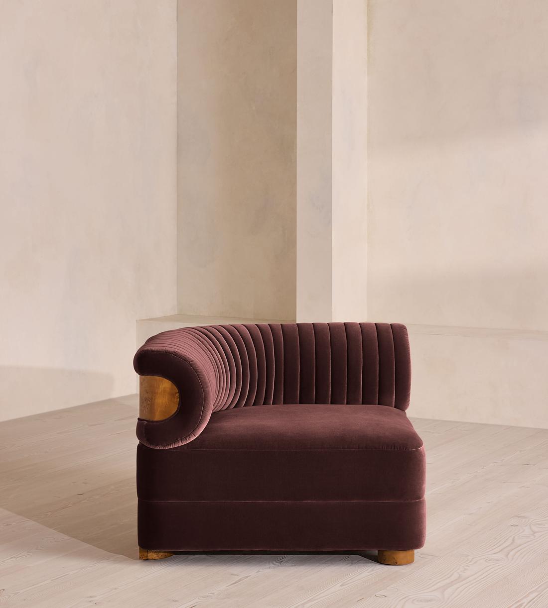 Caleb Modular Sofa - Corner Module - Velvet - Aubergine - Dark Burl - UK - Image 1