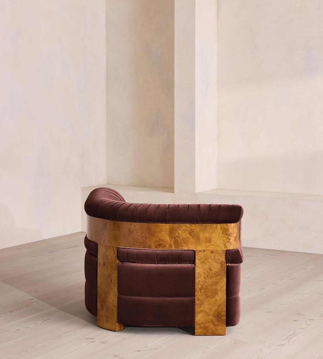 Caleb Sectional Sofa - Corner Module - Velvet - Aubergine - Dark Burl - US - Image 3
