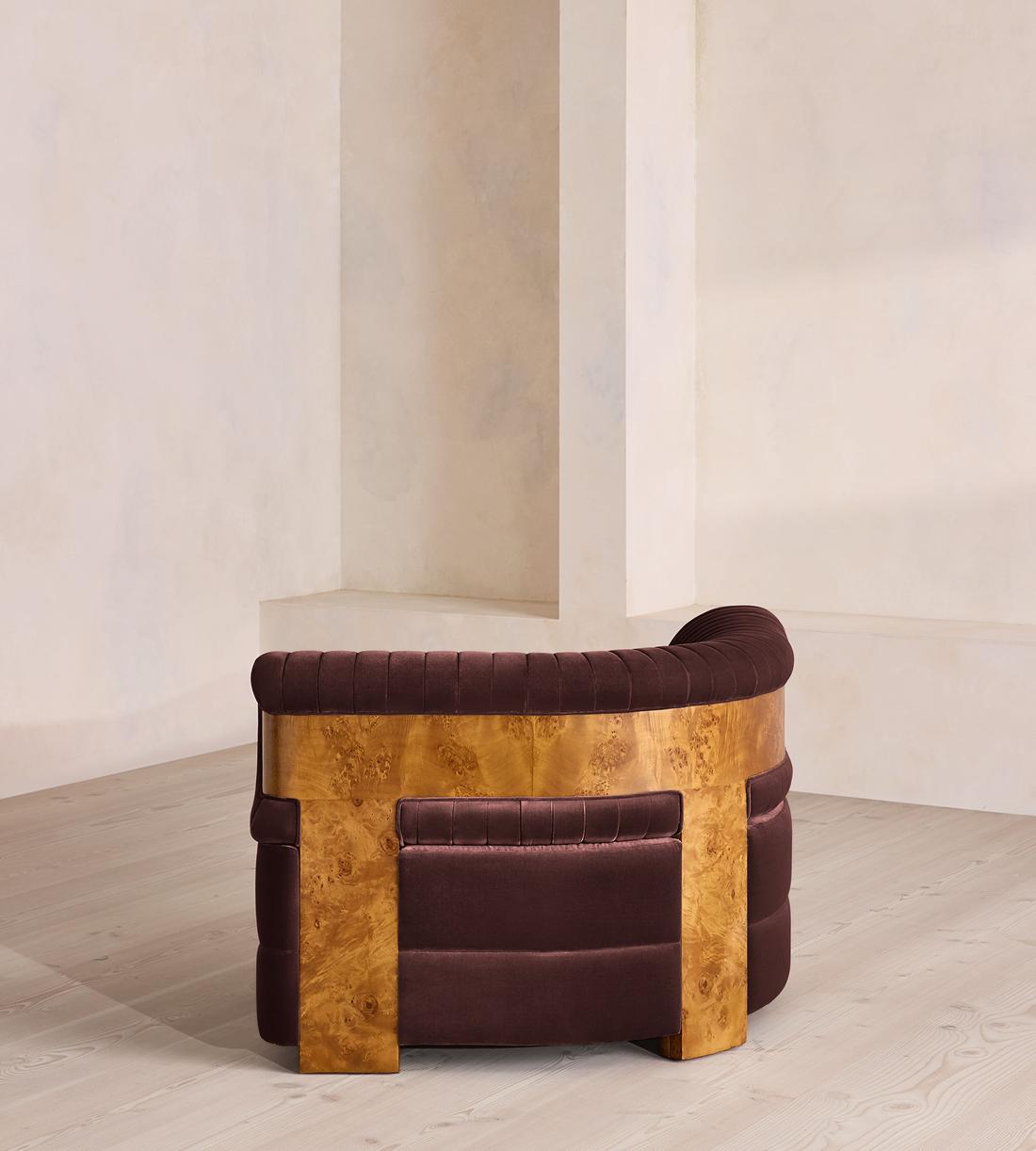 Caleb Sectional Sofa - Corner Module - Velvet - Aubergine - Dark Burl - US - Image 4