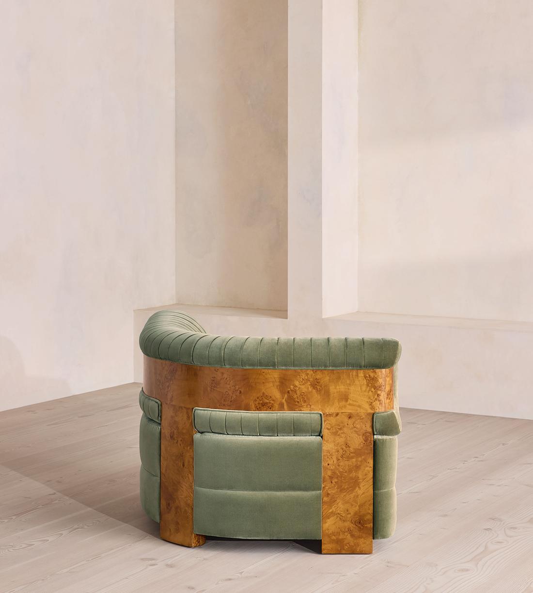 Caleb Modular Sofa - Corner Module - Velvet - Seafoam - Dark Burl - UK - Image 3