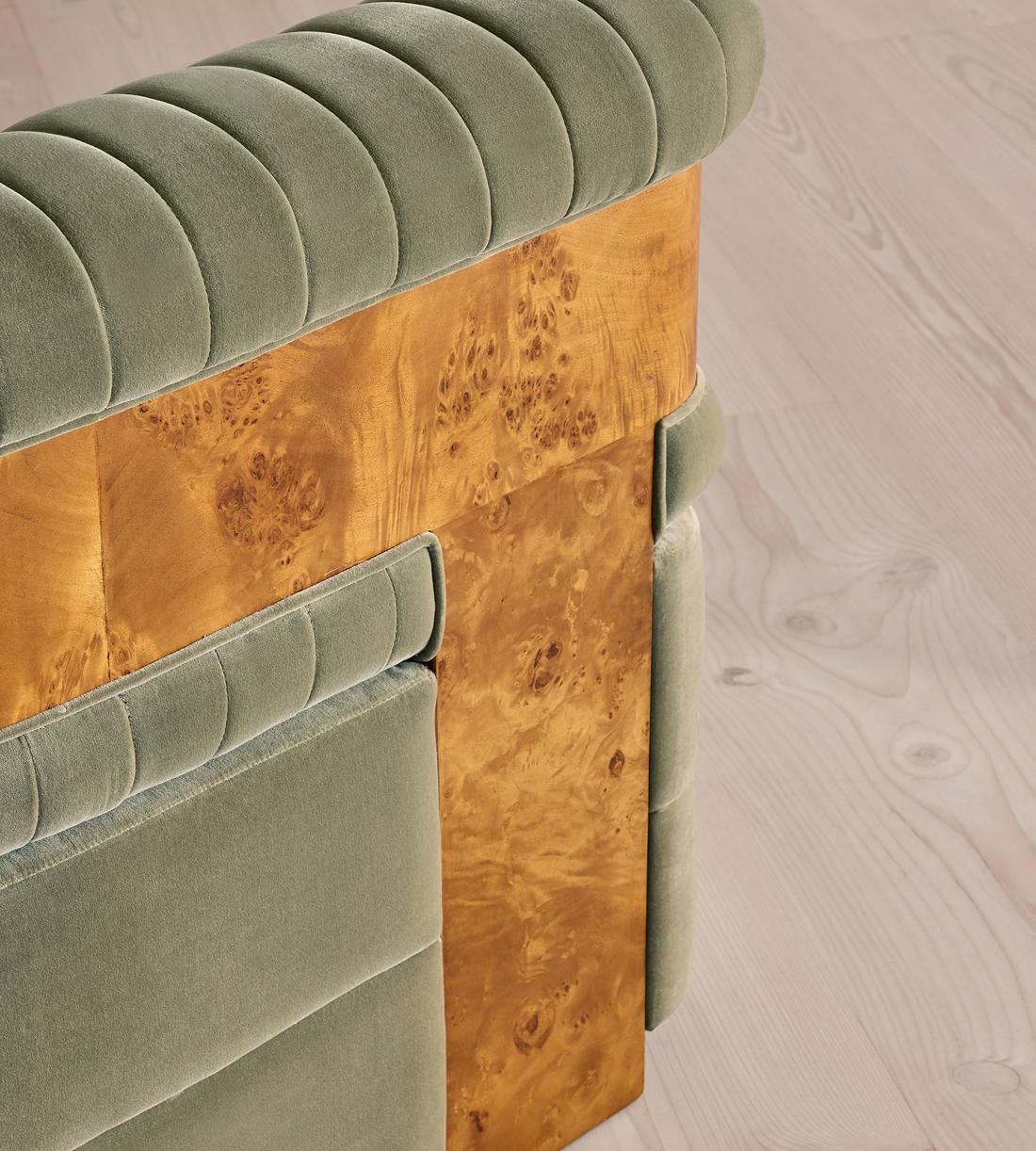 Caleb Sectional Sofa - Left Arm Module - Velvet - Seafoam - Dark Burl - US - Image 5