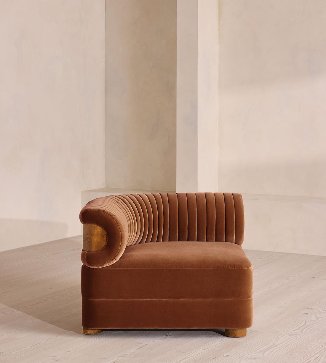 Caleb Modular Sofa - Corner Module - Velvet - Cinnamon - Dark Burl - UK - Image 1