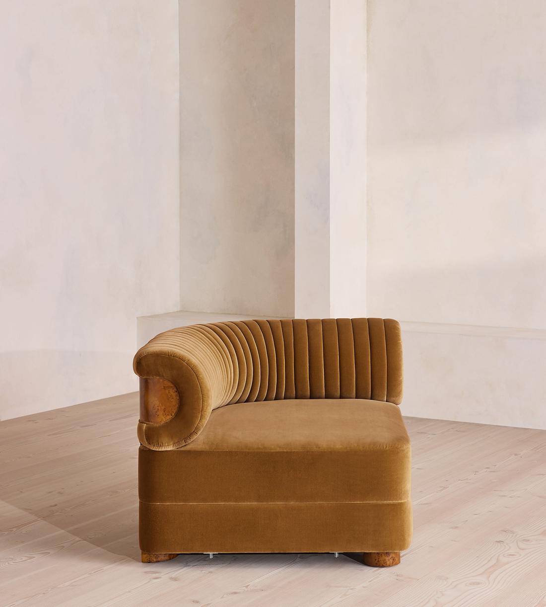 Caleb Sectional Sofa - Corner Module - Velvet - Mustard - Dark Burl - US - Image 6