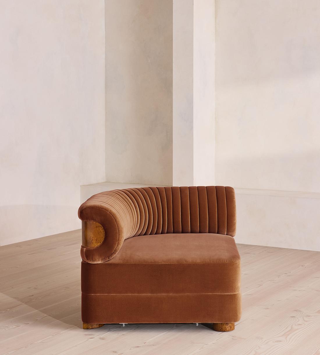 Caleb Modular Sofa - Corner Module - Velvet - Cinnamon - Dark Burl - UK - Image 6
