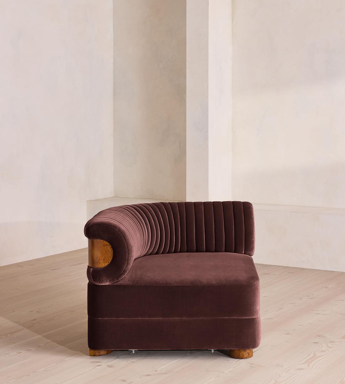 Caleb Modular Sofa - Corner Module - Velvet - Aubergine - Dark Burl - UK - Image 6