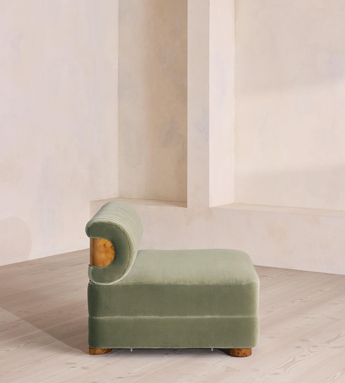 Caleb Sectional Sofa - Left Arm Module - Velvet - Seafoam - Dark Burl - US - Image 7