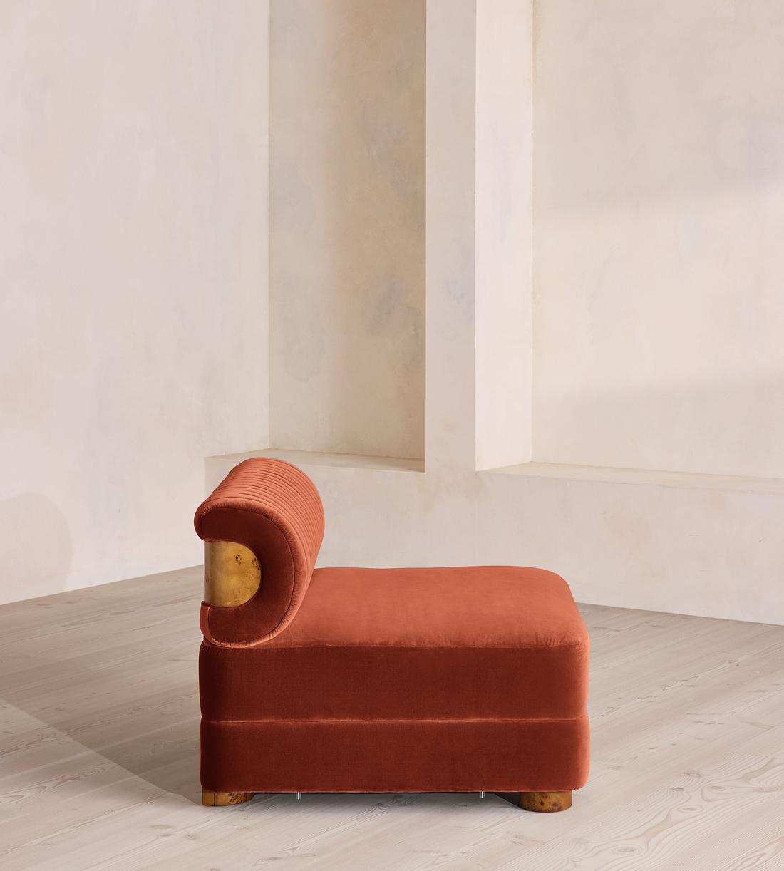 Caleb Modular Sofa - Left Arm Module - Velvet - Rust - Dark Burl - UK - Image 6