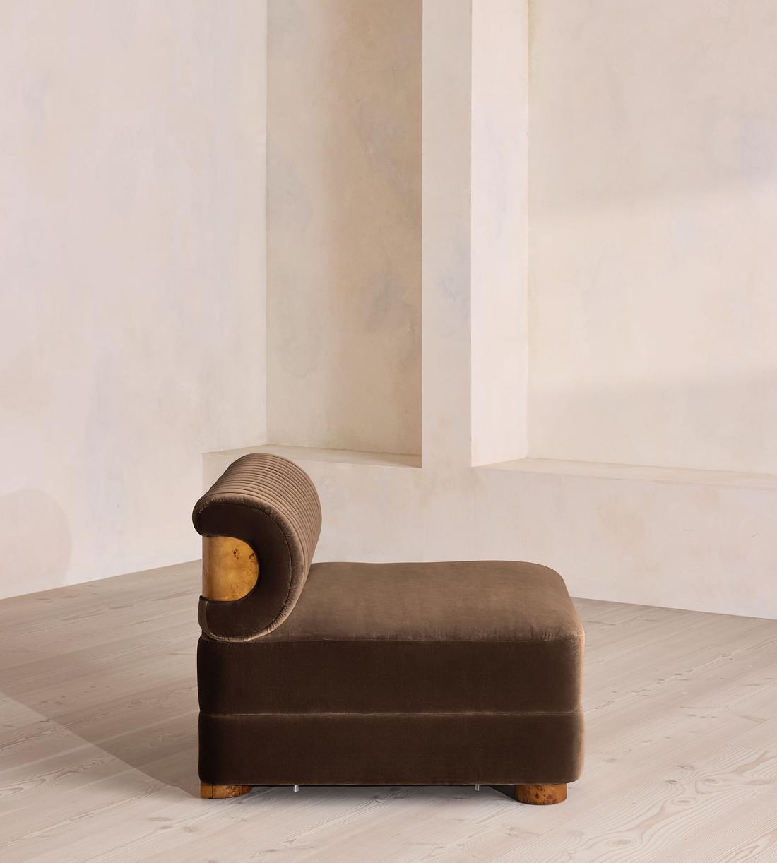 Caleb Sectional Sofa - Corner Module - Velvet - Chocolate - Dark Burl - US - Image 7