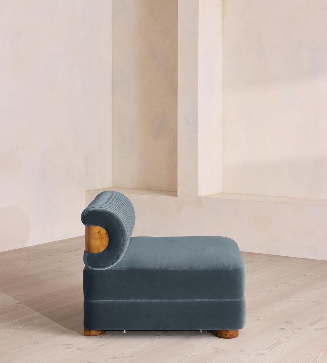 Caleb Sectional Sofa - Corner Module - Velvet - Grey Blue - Dark Burl - US - Image 7