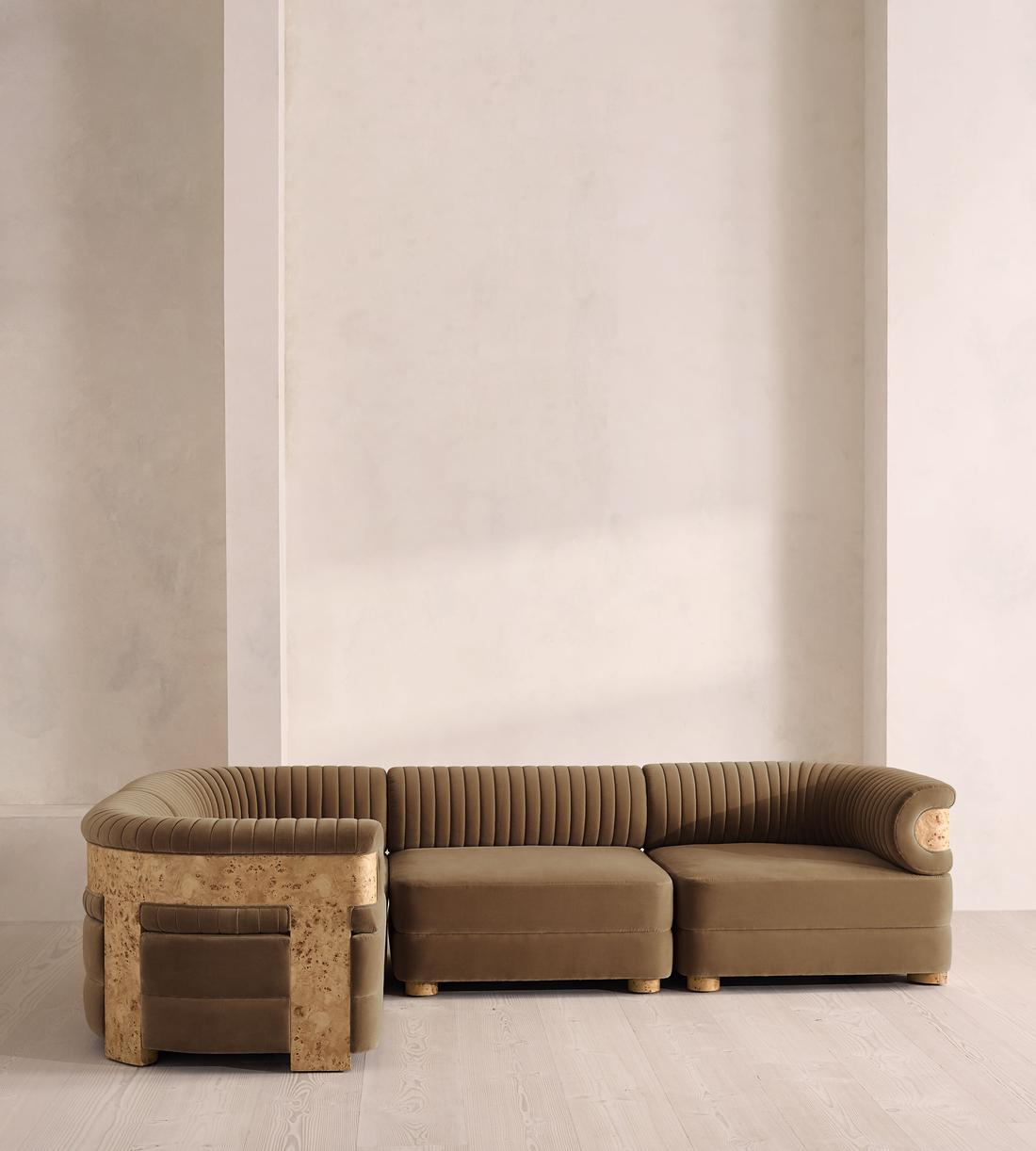 Caleb Modular Sofa - L-Shape Sofa - Velvet - Truffle - Blonde Burl - UK - Listing - Image 2