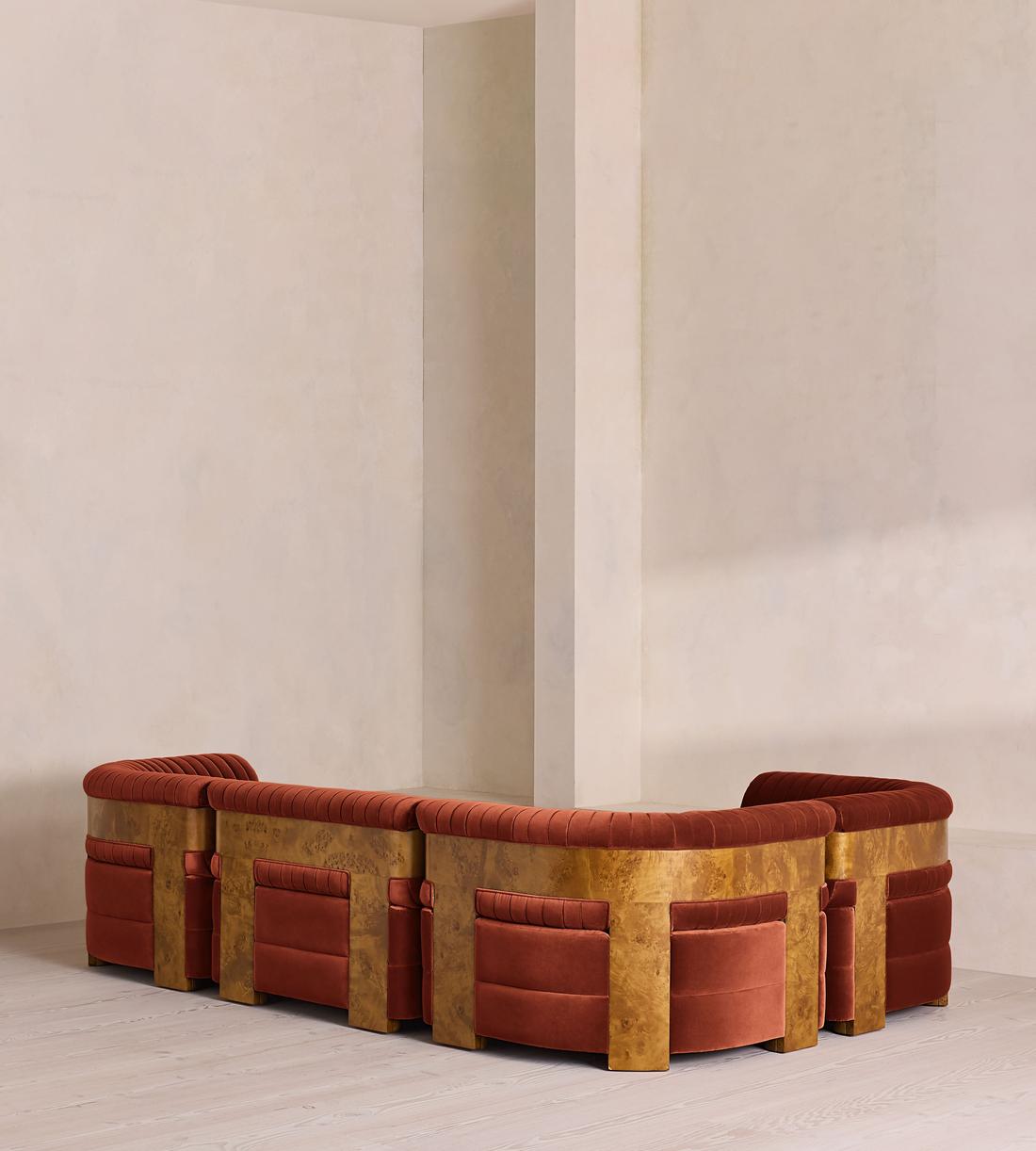 Caleb Modular L-Shape Sofa - Velvet - Rust - Dark Burl - UK - Images - Image 3