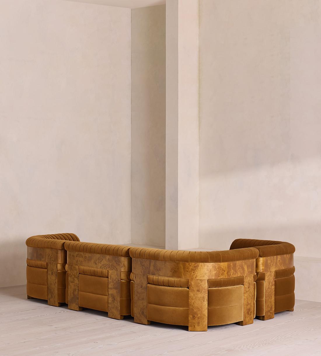 Caleb Modular L-Shape Sofa - Velvet - Mustard - Dark Burl - UK - Images - Image 3