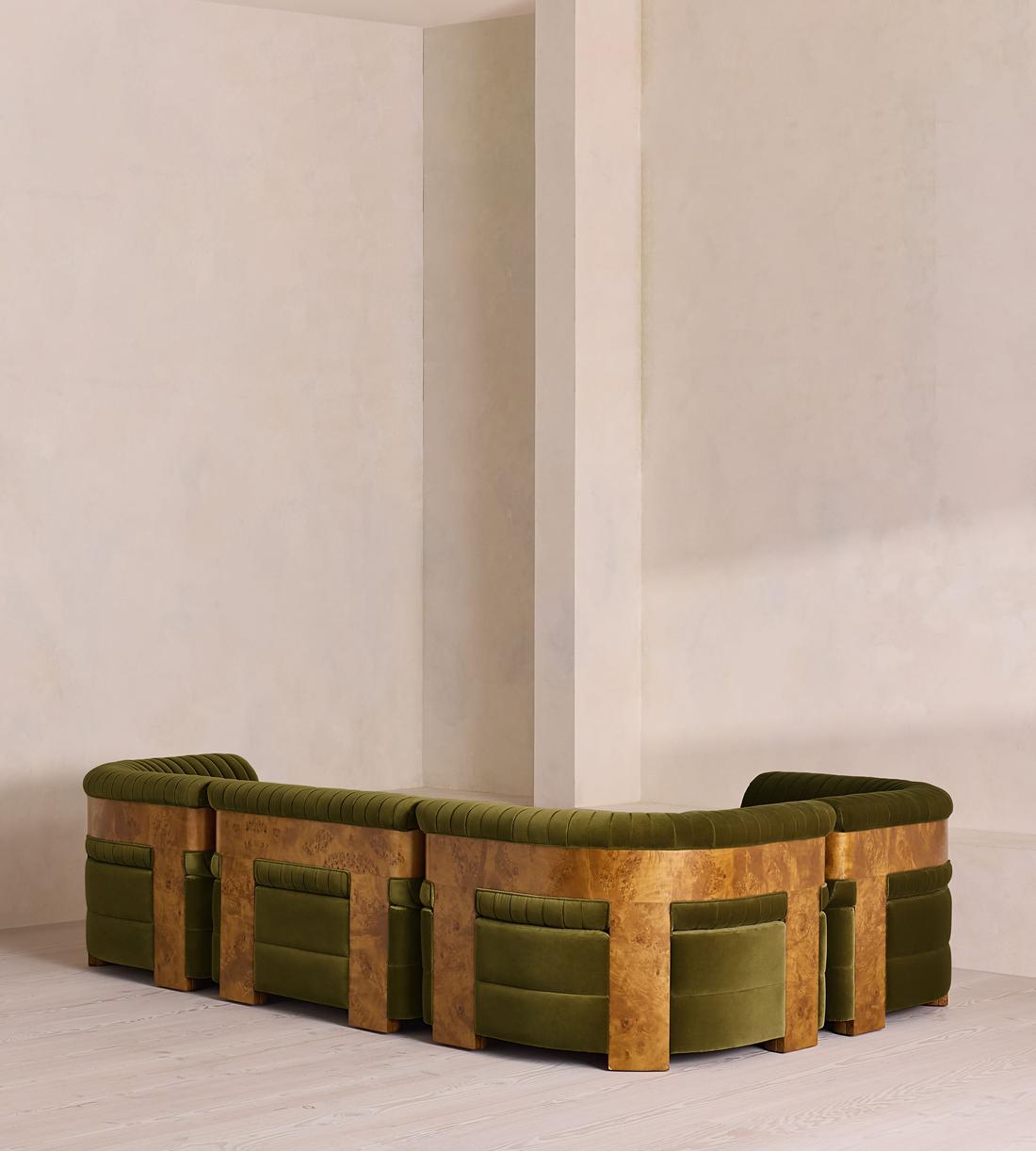 Caleb Modular L-Shape Sofa - Velvet - Olive - Dark Burl - UK - Images - Image 3