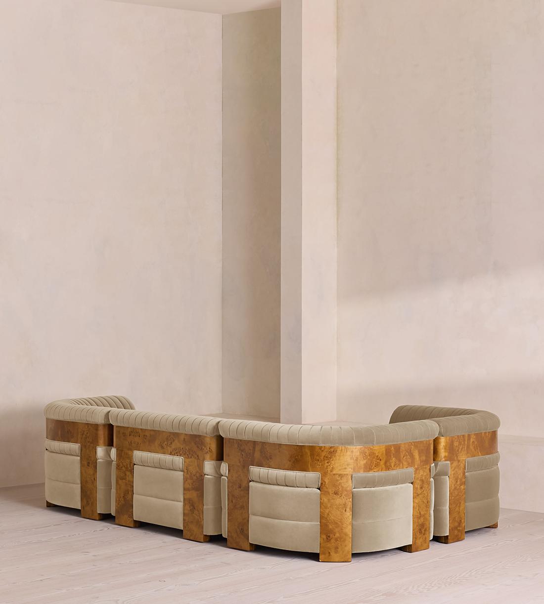 Caleb Modular Sofa - L-Shape Sofa - Velvet - Oyster - Dark Burl - UK - Images - Image 3