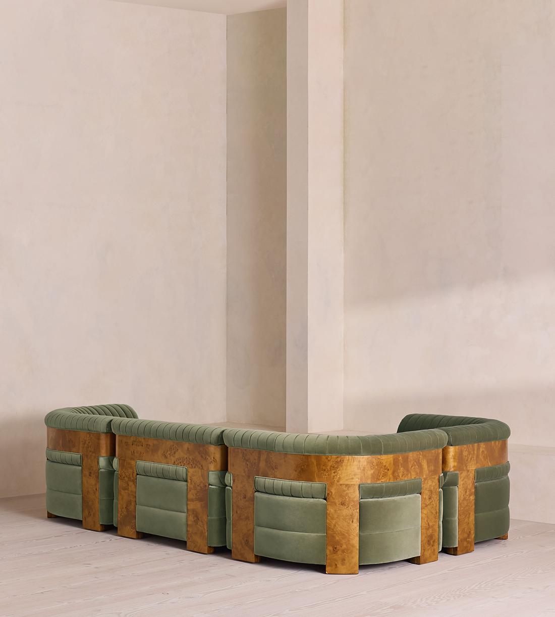 Caleb Modular Sofa - L-Shape Sofa - Velvet - Seafoam - Dark Burl - UK - Images - Image 3